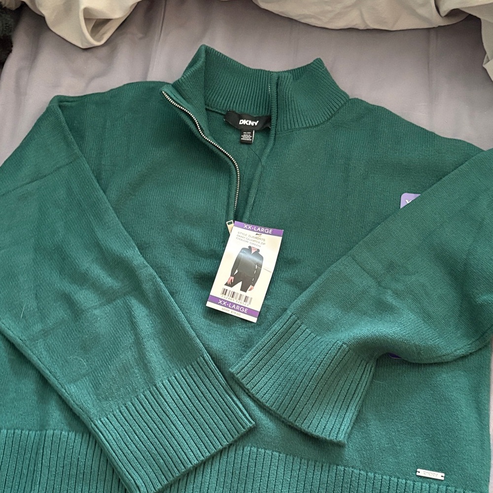 DKNY woman’s Green Half-Zip Sweater
